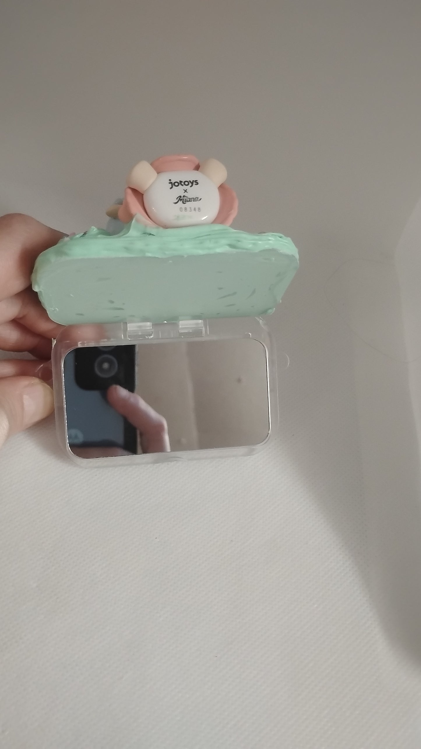 Phone clip with chain and mirror