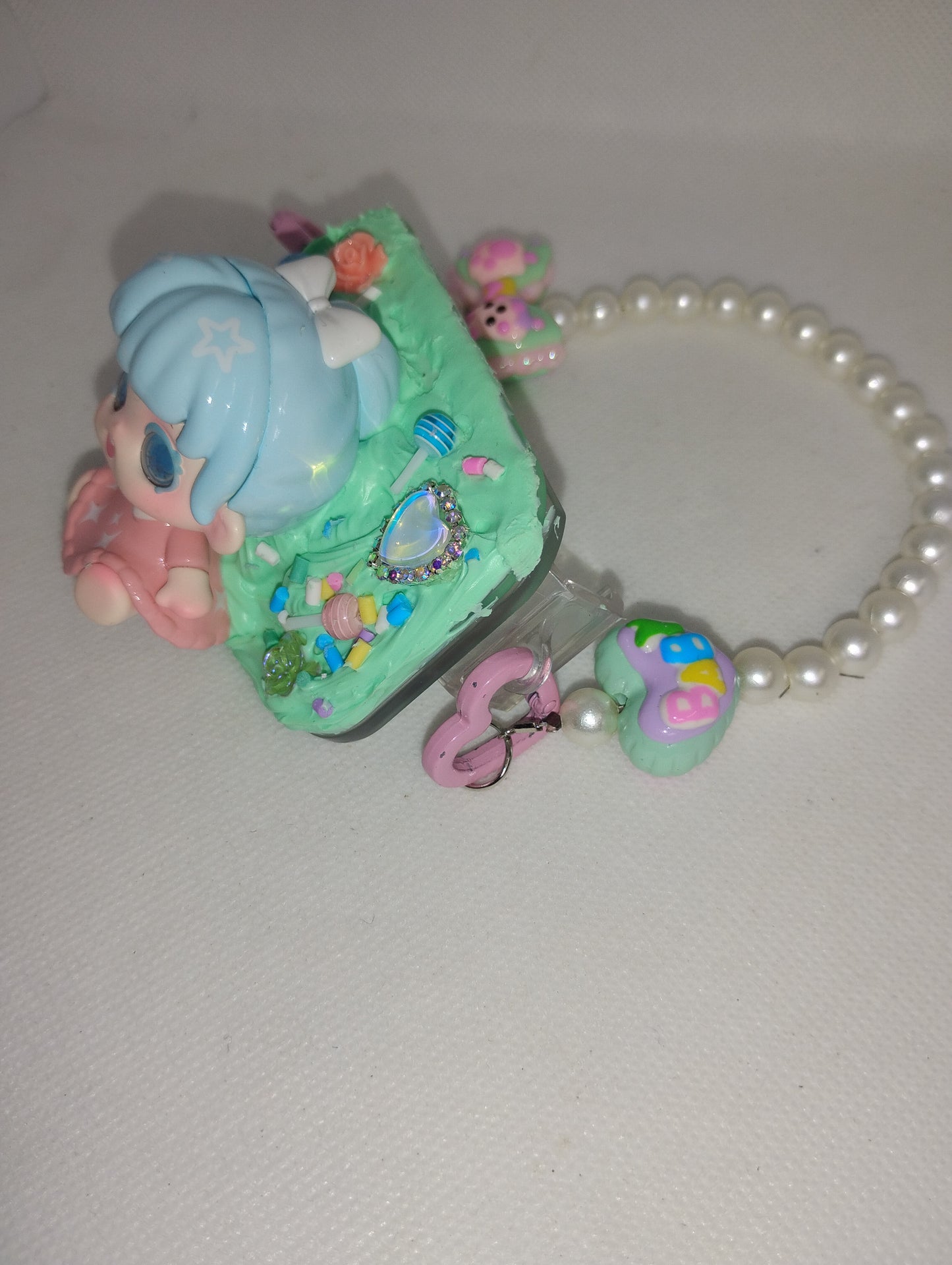 Phone clip with chain and mirror